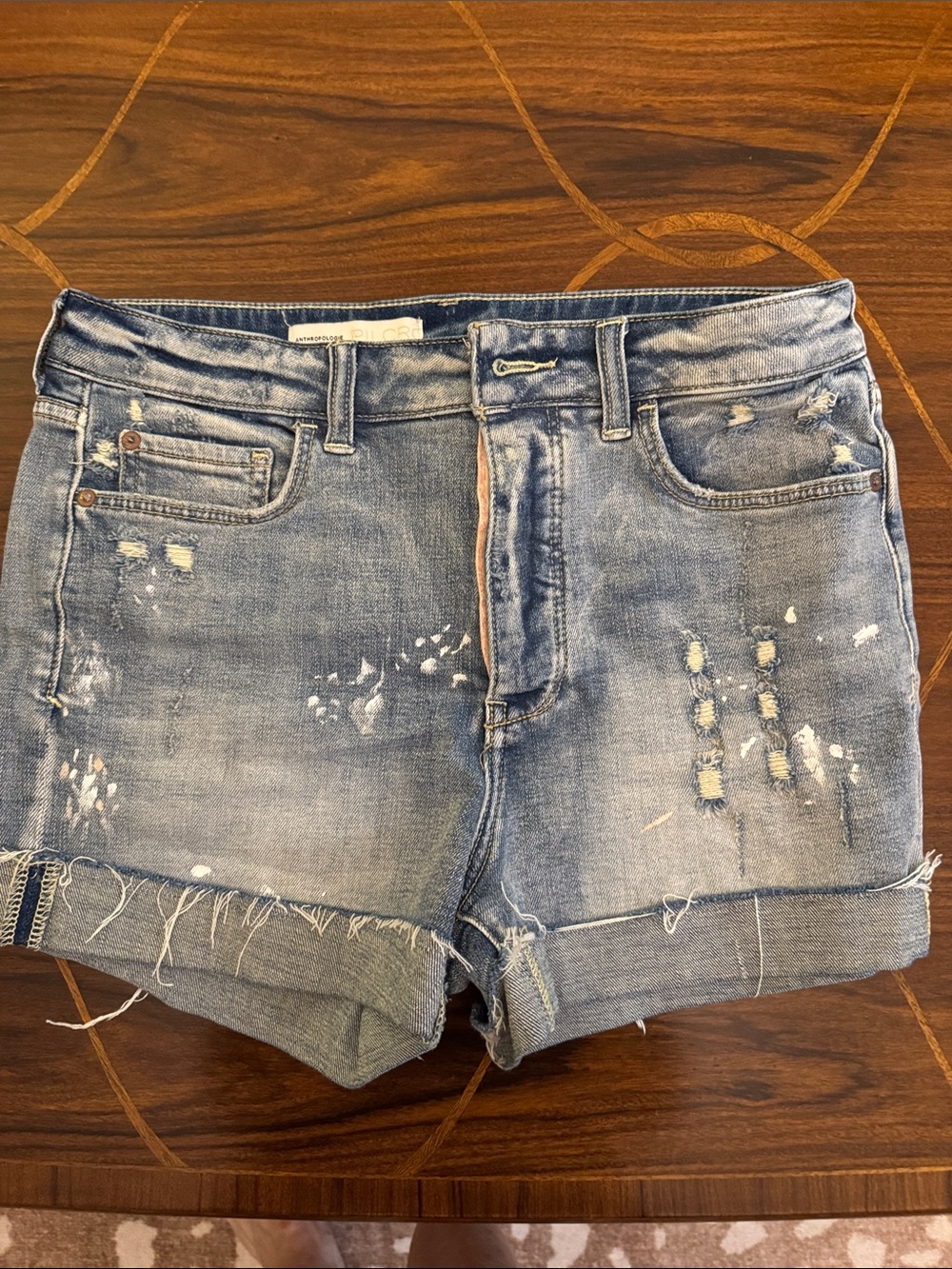 Anthropologie Distressed Light Blue Denim Shorts